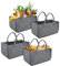 LZQ 4 Stück Groß Filztaschen Filztaschen Kaminholzkorb Filztasche Shopper Faltbar Filz kann als kaminholztasche, Einkaufstaschen, Büchertaschen (Hellgrau)