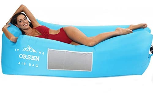 ORSEN Aufblasbares Sofa, Air Lounger Luftsofa Outdoor Luftliege zum Campen, Luftsack Strand Selbstaufblasend Aufblasbare Liege Aufblasbarer Strandkorb für Pool und Musikfestivals Blau