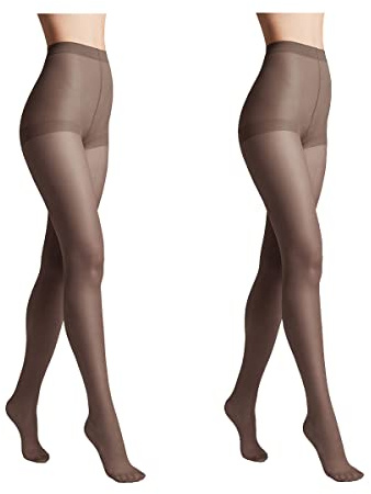 Conte elegant SOLO 40 DEN Lot de 2 Collants Semi-Mat pour Femmes Résistants - Collants Fins et Lisses avec Culotte Marquée - Graphite taille 5