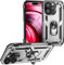 NALIA Military-Style Ringhülle kompatibel mit iPhone 14 Pro Hülle, Extrem Schützend Stoßfest Robust Outdoor, 360° Ring für Standfunktion & KFZ-Halterung, Hardcase & Silikon Cover Case, Farbe:Silber