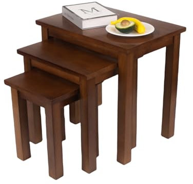 ARPHASLE Massivholztisch Satztisch Beistelltisch 3er Set Couchtische Schachteltische Wohnzimmertische Kaffeetisch Schlafzimmer Tischset, Rustic Eiche