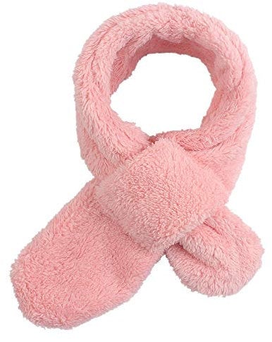 Pesaat Winter Kids Fleece Scarf Solid Baby Boys Girls Scarves Wrap Cross Collar Children Neck Warmer for Toddler 1-6Y (Skin pink)
