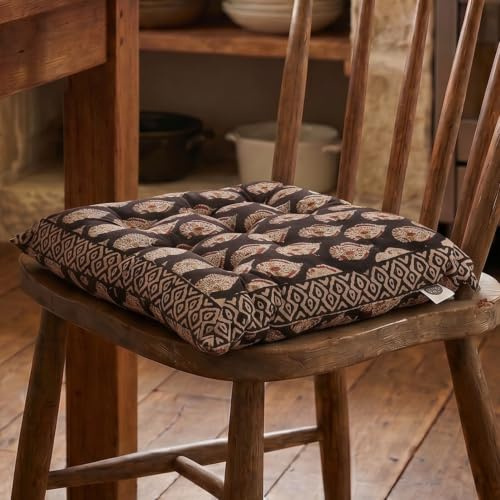 Steppkissen aus Indien, handbedrucktes Ethno Kissen 40x40 cm, Modell 16 | 100 % Baumwolle, traditioneller Blockdruck, einzigartiges Design, ideal als Stuhlkissen oder Bodenkissen