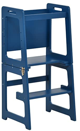 Avenlur Date 4 in 1 Faltbarer Küchenturm - Kleinkind Tritthocker mit Kreidetafel, Schreibtisch Tisch und Stuhl - Waldorf und Montessori Küchenhocker - Küchenhocker Turm für Kleinkinder 18 Monate bis 6