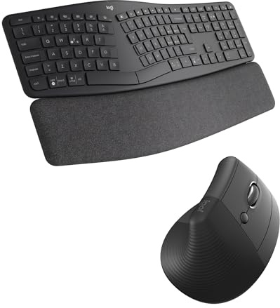 Logitech Vertical Ergonomic Wireless Lift Mouse, Bluetooth Receiver or Logi Bolt USB, Silent Clicks, 4 Keys,ERGO K860 Split Keyboard - Ergonomic Keyboard, Wrist Rest, ITA QWERTY