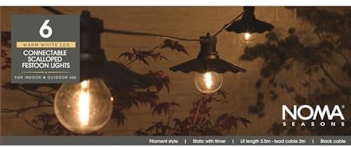 Noma Connectable Festoon Lights with 6 Scalloped Saucer Style LED Bulbs