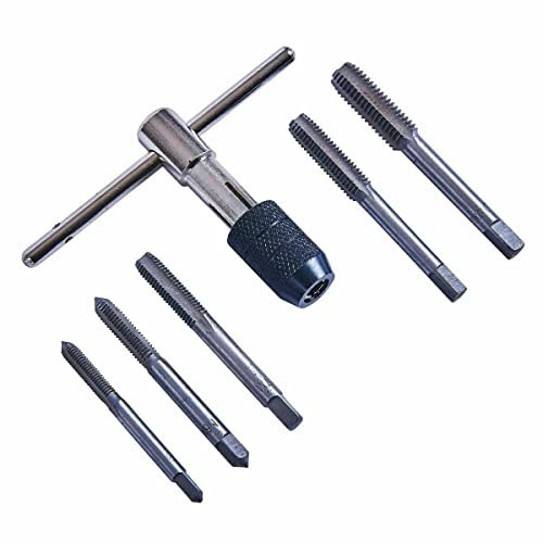 Orbitron Gewindeschneider- und Bohrfutter-Set, Werkzeugstahl, T-Griff, metrisch, M6, M7, M8, M10, M12 und Schneideisen, 6-teilig