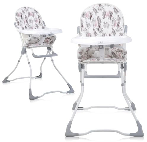 Lorelli Kinderhochstuhl Marcel, Hochstuhl für Babys ab 6 Monate bis 15 kg, Kinderstuhl mit 5-Punkt-Sicherheitsgurt, klappbarer Babyhochstuhl, grau-rosa