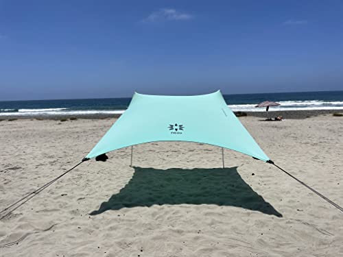 Neso Strandzelt mit Sandanker, tragbarer Sonnenschutz, 2,1 x 2,1 m, patentierte verstärkte Ecken (Regenbogenfarben) (Meeresschaum)