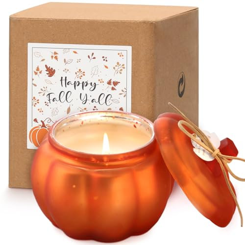 Kürbis Kerze Herbst Duftkerzen Kürbisform Kerzen für Herbst, Große Kerze 12oz/340g, Natürliches Sojawachs Kerze, Duftkerzen Zuhause für Herbst,Thanksgiving und Halloween