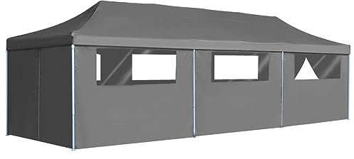 CIADAZ Tente de réception Pliable avec 8 parois 3 x 9 m Anthracite,Tente de Réception,Protection UV,Imperméable,Tente de Camping,Chapiteau de Reception
