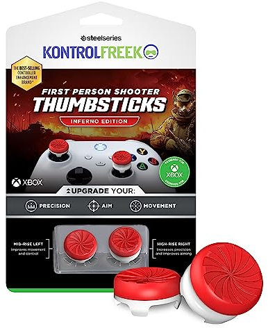 KontrolFreek FPS Freek Inferno pour Manette Xbox One et Xbox Series X, joysticks performants, 1 Haute Taille, 1 Taille Moyenne, Rouge/Blanc