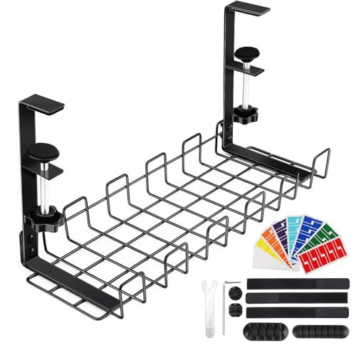 Bandeja de Gestión Cables Debajo Mesa Escritorio, Organizador de Cables Caja Esconder Cables Accesorios para Cable Almacenamiento, Soporte Regleta Cables Bajo Ordenador Mesa para Gaming, Oficina
