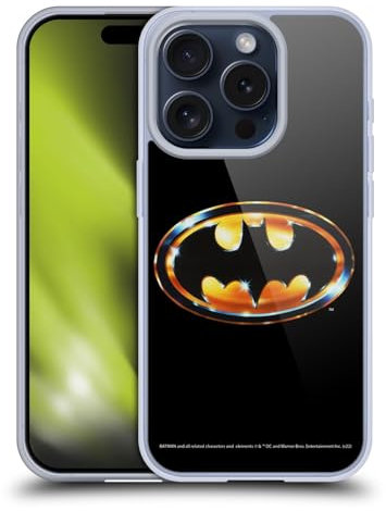 Head Case Designs Offizielle Batman (1989) Logo Wichtige Kunst Soft Gel Handyhülle Hülle kompatibel mit Apple iPhone 15 Pro