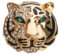 EMSea Strass Tête de Tigre Broche Épingles Épinglette Manteau Insigne en Alliage pour Hommes Vintage pour Foulards Collier Accessoires pour Hommes 33x36mm, Or