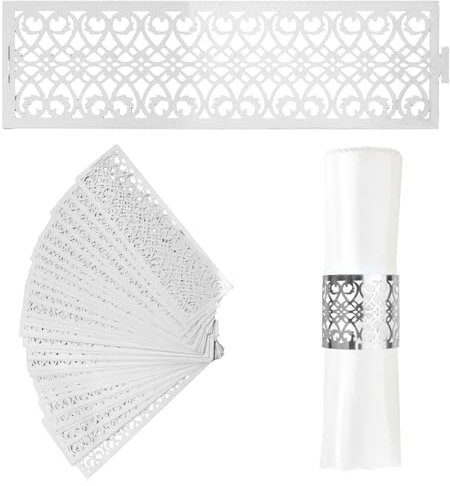 URROMA Serviettenringe, 50 St點k, reflektierend, goldfarben, Serviettenschnallenhalter, klassisches Serviettenringhalter-Set f黵 Esszimmer, Hochzeit, Party, Tischdekoration, 50 St點k