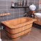 MegLob Freistehende Massive Holzbadewanne, Innenbad, Tief Einweidende Badewanne Mit Popup-Abfluss Und Badewanne Wasserhahn, Klassisches Holz, Zeitgenössischer Badewanne,160cm/62.99in