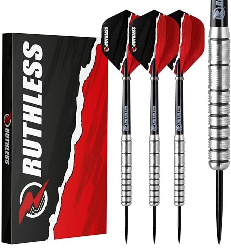 RUTHLESS Ranger III Professionelles Dart-Set mit Wolfram-Stahlspitze, 24 g und 26 g, mit Flights und Schäften (26 g)