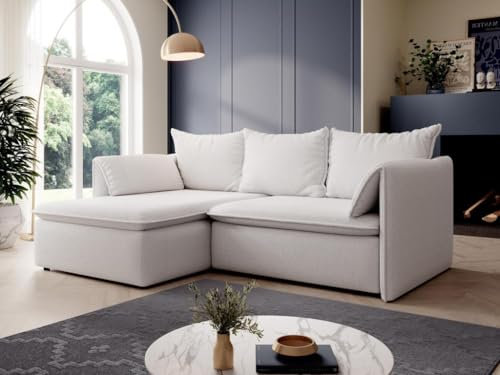 Vente-unique-Ecksofa mit Schlaffunktion - Ecke Links - Strukturstoff - Beige - Teodora