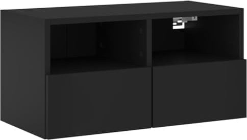 vidaXL Mueble de TV de Pared Madera de ingeniería Negro 60x30x30 cm
