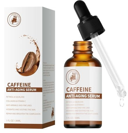 Retinol- und Koffein-Augenserum, Retinol-Serum für Gesicht unter den Augen, Kollagen-Serum, Anti-Falten, glättend, feine Linien, straffend, feuchtigkeitsspendend, reduziert Schwellungen, Augenringe,