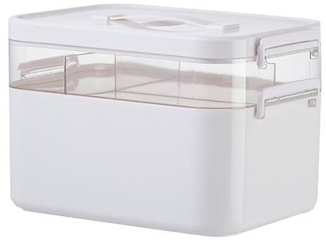 Caja de almacenamiento de medicamentos, organizador de caja de almacenamiento de medicamentos para el hogar, caja de primeros auxilios, caja de medicamentos de doble capa, portátil con tapa, caja de