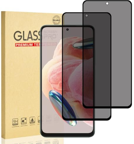 Hejkaoe Protector de Pantalla Privacidad para Xiaomi Redmi Note 12 5G/4G, Cristal Vidrio Templado Antiespia, Anti-Espía Protector Pantalla, Dureza 9H, Anti-Rasguños, Sin Burbujas, 2 Piezas