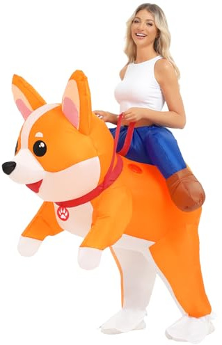 Anroong - Costume gonfiabile per adulti a forma di cane di Halloween, costume gonfiabile per cani, costume animale per donne e uomini, divertente per cosplay e feste