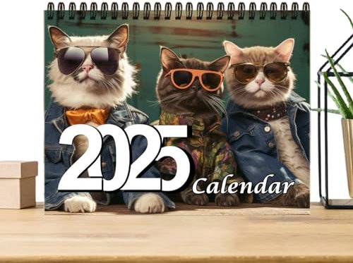 Cooler Cats Kalender 2025 | Wandkalender 2025 | Lustiger Katzenkalender | Hängender Katzen Monatskalender | 12 Monats Familienplaner Und Tagesplaner | Farbenfroher Wandkalender Für Schule Zuhause