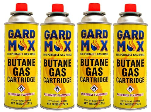 KMJ 4 Pack Butane Gas Canister– Premium Gas Canister for Camping Stove- Adjustable Camping Gas Canisters- Weed Burner Butane Gas - Camping Gas Canister for Cooking, BBQ etc (4 Pack)