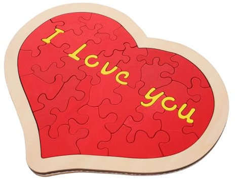 Abaodam Wooden Puzzle Pieces Heart i Love You Jigsaw Unique Love Hearts Romantic Decor for Home for Wedding Parties Commitment