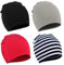 Durio Baby Mütze Jungen Mädchen Unisex Babymütze Kleinkind Wendemütze Jersey Slouch Beanie Mütze Infant Hut 4er Pack Farbmischung Schwarz, hellgrau, schwarz-weiß, rot 1-4 Jahre
