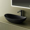EMKE Aufsatzwaschbecken Design Waschbecken 61,5 x 36 x 15,5 cm Waschtisch Schwarz Matt, Handwaschbecken Oval, Waschbecken Bad für Badezimmer und Gäste-WC
