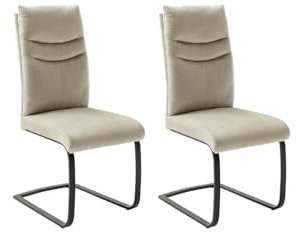 Freischwinger >GIBARA< 2er Set, Schwingstuhl GIBARA mit Griff ? modernes Design, Vintage-Veloursoptik und Robustes Gestell. Belastbar bis 120 kg, Maße: ca. 46 x 105 x 62 cm.