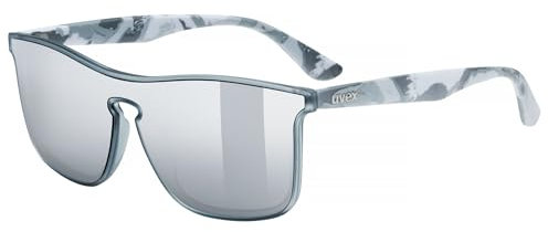 uvex heyday - lunettes de sport pour adults - forte protection contre les UV - protection à 100% contre les UVA, UVB et UVC - gray camo/silver mirror - one size