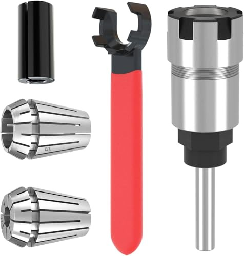 1/4 Inch Shank Router Collet Extension Rod Chuck Holder Extender Adapter Convert 1/2 Inch & 1/4 Inch Shank Router Bit