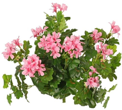 artplants.de Künstliche Geranie MIA auf Steckstab, Hellrosa, 40cm, Ø5-8cm | Kunstblume Geranie
