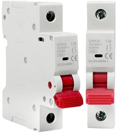 Jadeshay Disjoncteur MCB 1P 16A Disjoncteur Miniature Disjoncteur rail DIN 230V 400V Courbe C Capacité de coupure 6KA