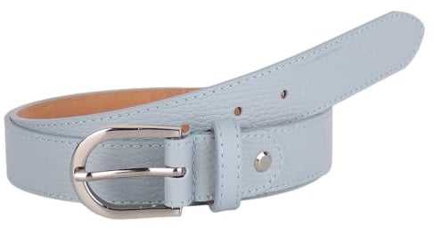 MIRROSI Ledergürtel Damen Herren Gürtel, Made in Italy, 3cm breit (Babyblau (Silberne Schnalle), 85cm)