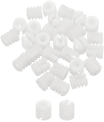 sourcing map 100Pcs 0.34x0.38 Hinge Dowels, Plastic Dowel Insert with Threaded for Cabinet Door Hinges Furniture Connections, White