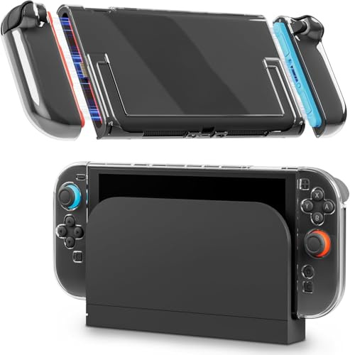 RHOTALL [Einfaches Einstecken des Docks] Durchsichtige, andockbare Hülle für Switch 2 2025, schützende Hartplastikschale, schlanke transparente Controller-Abdeckung mit abnehmbarem Joycon