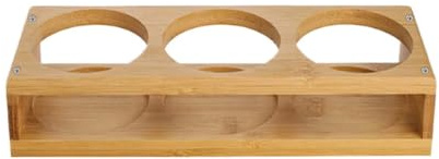 Jubepk Portabicchieri da vino, 27 x 9 x 5 cm, porta bicchieri, vassoio in legno a 3 fori con scomparto per bottiglie, organizer compatto ed elegante per bancone della cucina, sala da pranzo