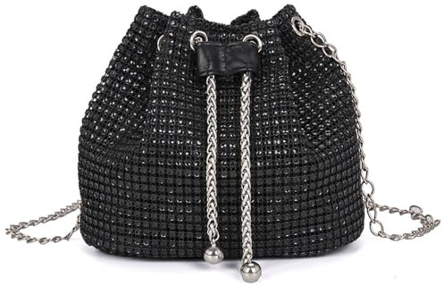 XFSRG Clutch Damen Glitzer Pailletten Strassstein Klein Elegant Abendtasche Handtasche mit Kette für Prom Hochzeit Party Bankett