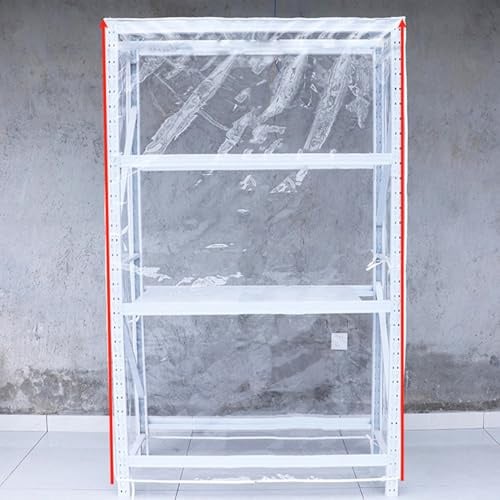 QSTGX Housse de BoîTe de Rangement en PVC Transparent Visibilité Claire Housse pour Ensemble de Meubles de Jardin Étagère pour étagères métalliques avec Fermeture éclair(80x40x200cm)