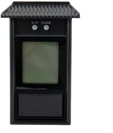 Digitales Thermometer für Gewächshaus, Garten, Innen- und Außenbereich, Wand, Raum, max. Mindesttemperaturanzeige, großer LCD-Bildschirm, wasserdichtes Design, Hakenloch, Wandmontage (schwarz)