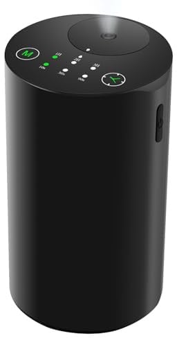 Wasserloser Diffuser, Tragbarer Aroma Diffuser kabellos, USB Wiederaufladbarer Aroma Diffusor 3 Countdown-Timer 3 Nebel Ebene, Aluminiumlegierung