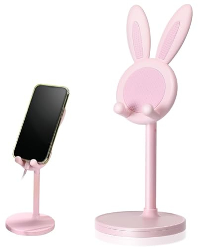 LAKPYN 1 Pièce Support Téléphone Portable Bureau, réglable en Hauteur, Compatible avec Tous Les téléphones, Tablette, Rose, Lapin