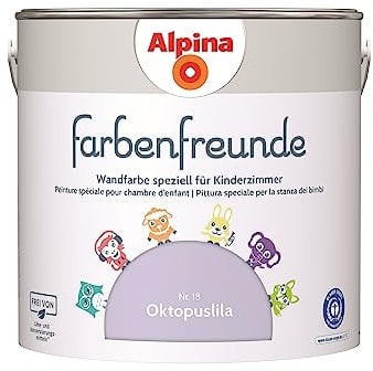 Alpina Farbenfreunde – Nr. 18 Oktopuslila – Wandfarben speziell für Kinderzimmer – frei von konservierungs- und lösemittelfrei – für ein gesundes und behagliches Raumklima – 2,5L