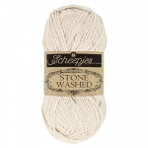 Scheepjes Stone Washed 50 g – Mondstein-Beige (801) Baumwoll-Acryl-Mischgarn für Stricken und Häkeln