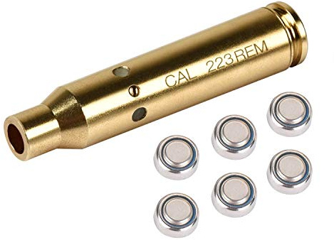 DOSNTO MidTen Bore Sight Cal Red Dot Boresighter 223 5,56 mm Rem Gauge with Two Sets of Batteries